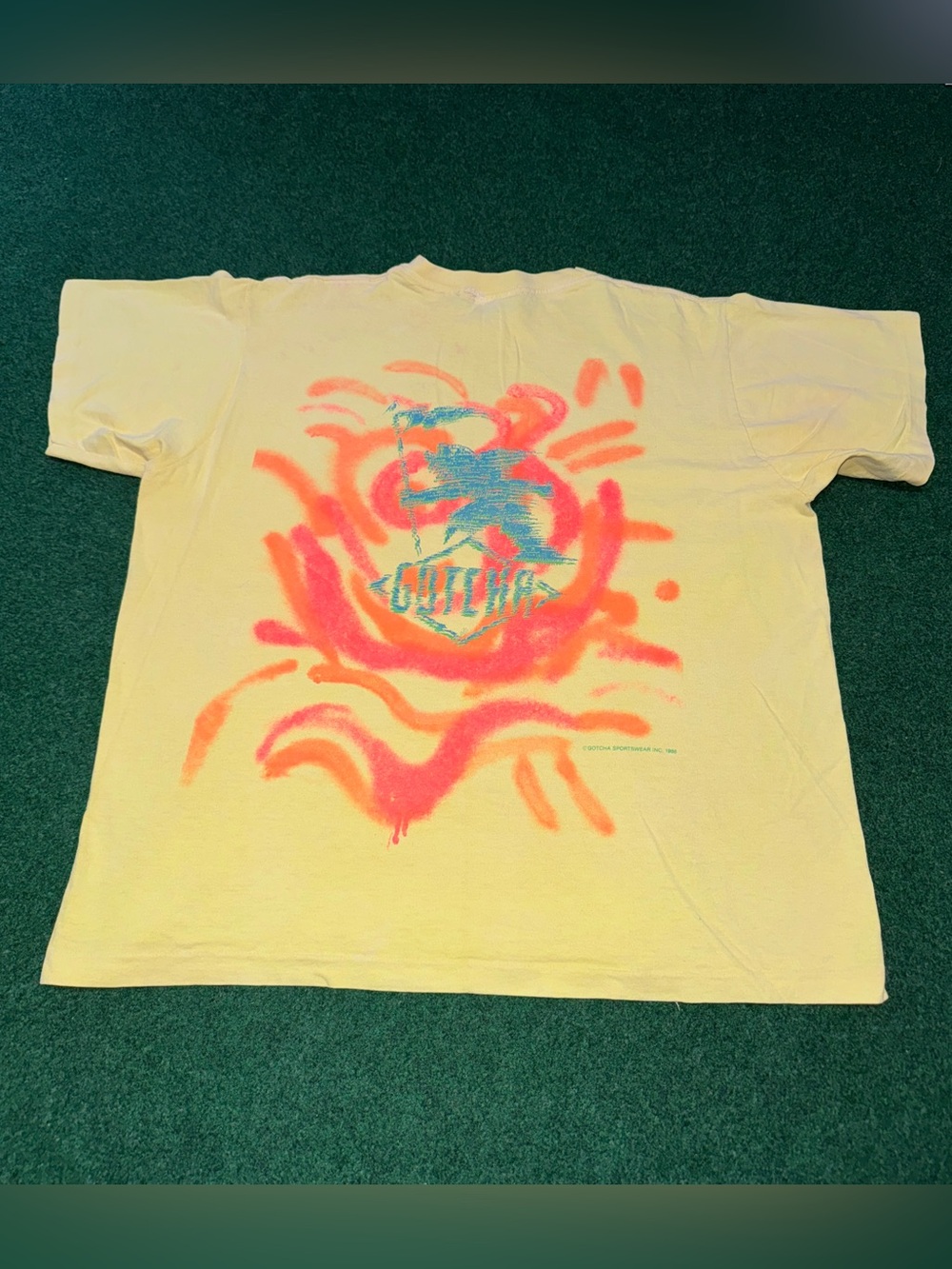Gotcha 80s Surf Wear Vintage Large 23x26 Colorful Bright T Shirt